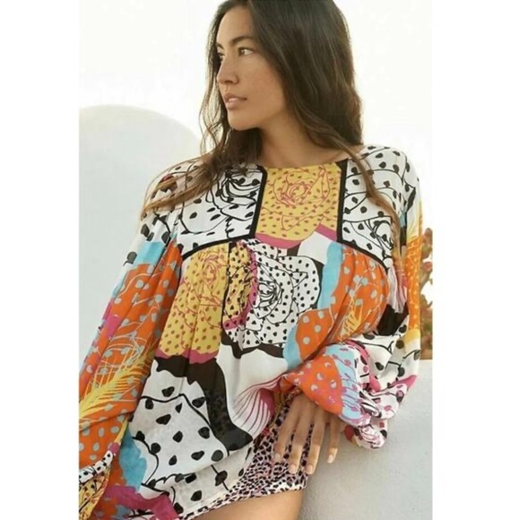 ANTHROPOLOGIE | Blank London | Colorful Abstract Print Women's Blouse - Picture 1 of 9